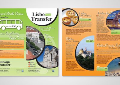 Lisbon Transfer – flyer tríptico para empresa de turismo