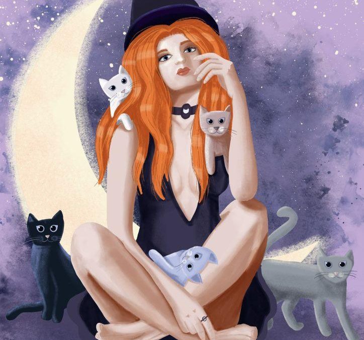 Witch and 5 Cats
