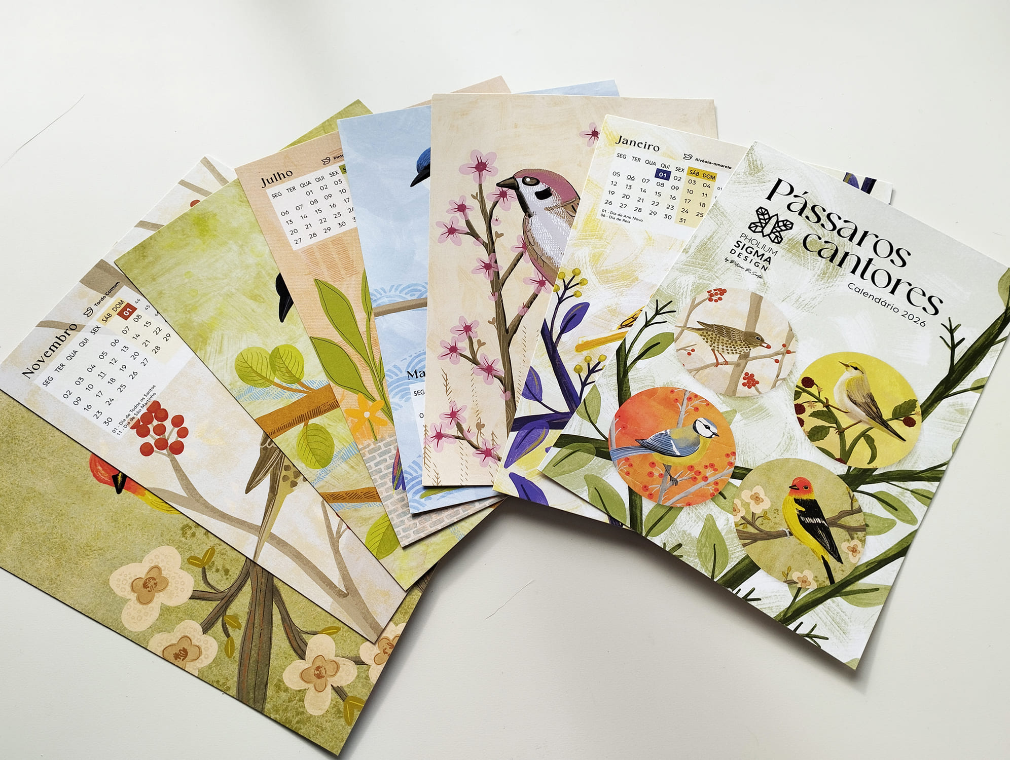 Calendário 2026 Pássaros cantores 2 Calendário 2026 Pássaros cantores - Image 2